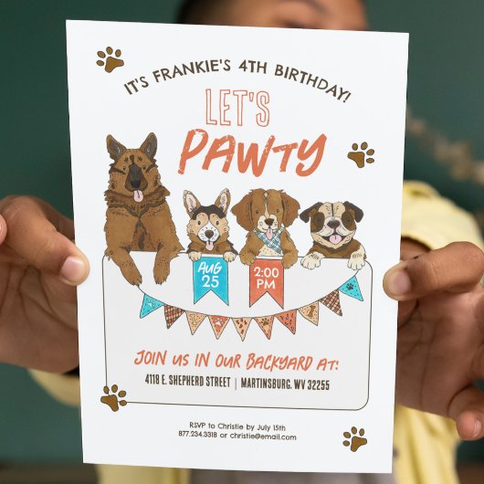 Hunde Einladung Pawty Geburtstagsparty