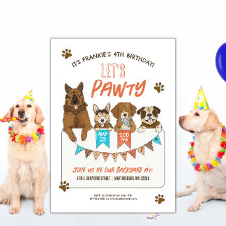 Hunde Einladung Pawty Geburtstagsparty