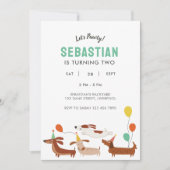 Hunde - Einladung zum Geburtstag von Pawty 2 (Vorderseite)