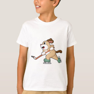 Hunde Eishockey Eishockeystick T-Shirt