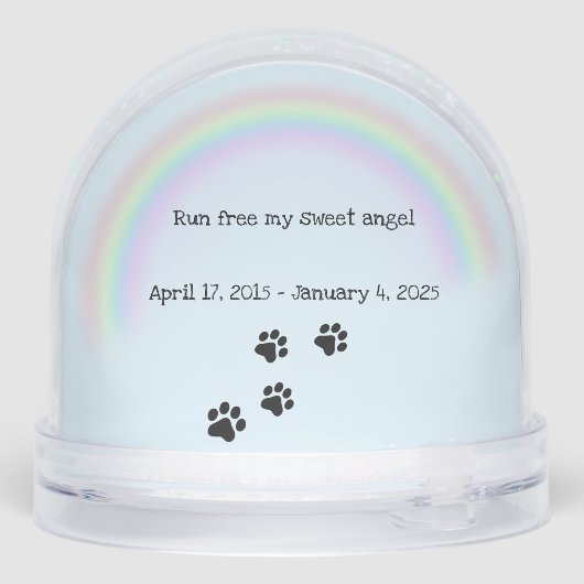 Hunde-Erinnerung Schneekugeln (Rückseite)