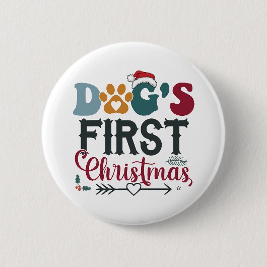 Hunde - Erste Weihnachten Button (Vorderseite)