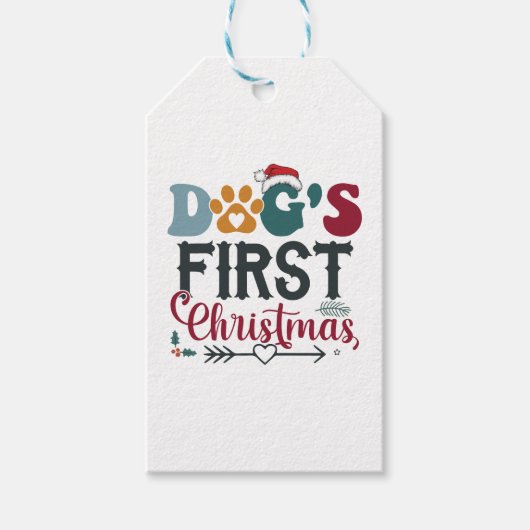 Hunde - Erste Weihnachten Geschenkanhänger (Vorderseite)