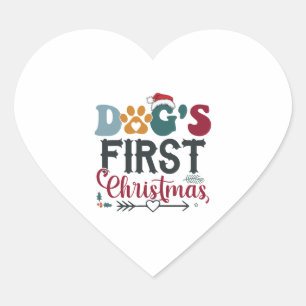 Hunde - Erste Weihnachten Herz-Aufkleber