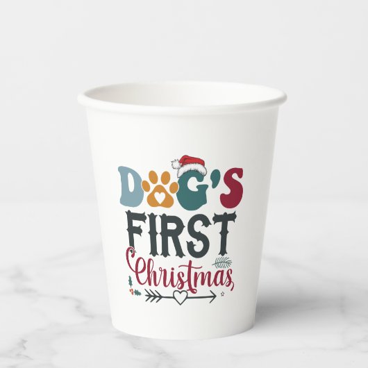 Hunde - Erste Weihnachten Pappbecher (Vorderseite)