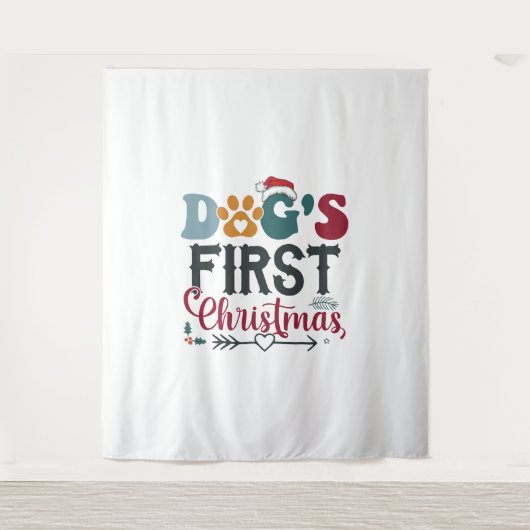 Hunde - Erste Weihnachten Wandteppich (Vorderseite)