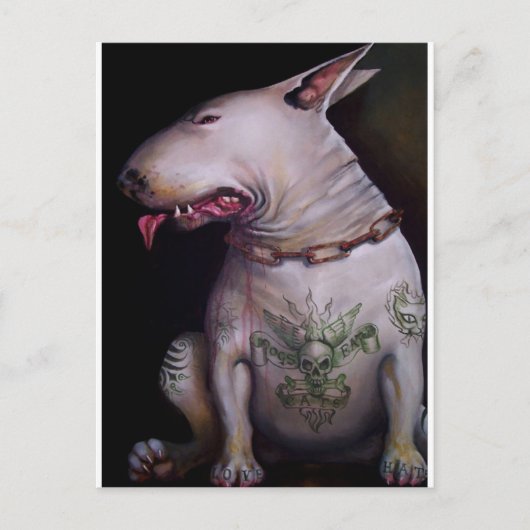 Hunde essen Katzen Postkarte (Vorderseite)