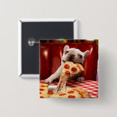 Hunde essen Pizza Slice Button (Vorne & Hinten)