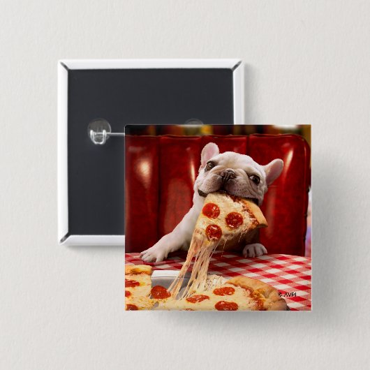 Hunde essen Pizza Slice Button (Vorne & Hinten)