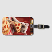 Hunde essen Pizza Slice Gepäckanhänger (Vorderseite (Horizontal))