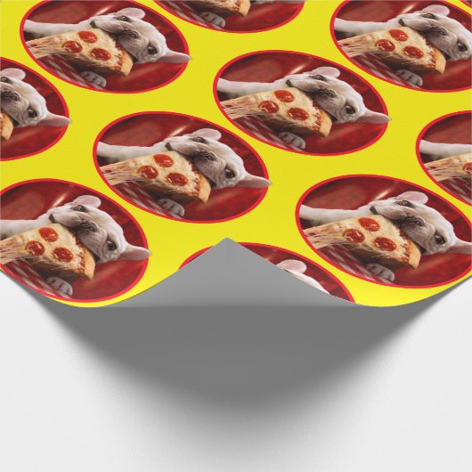 Hunde essen Pizza Slice Geschenkpapier (Ecke)