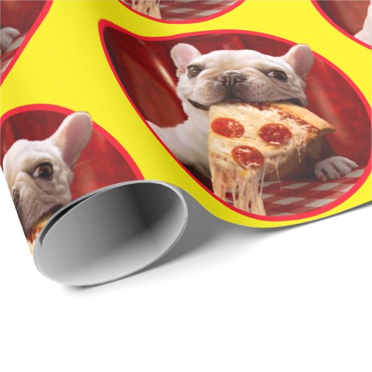Hunde essen Pizza Slice Geschenkpapier (Rolleneckpunkt)