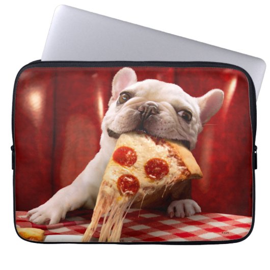 Hunde essen Pizza Slice Laptopschutzhülle (Vorderseite)