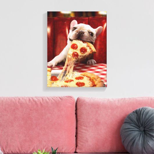 Hunde essen Pizza Slice Leinwanddruck (Insitu (Wohnzimmer))