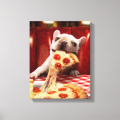 Hunde essen Pizza Slice Leinwanddruck (Vorderseite)