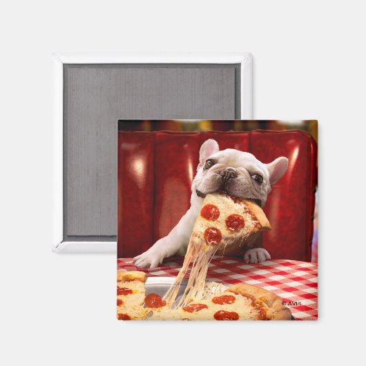 Hunde essen Pizza Slice Magnet (Vorderseite/Rückseite)
