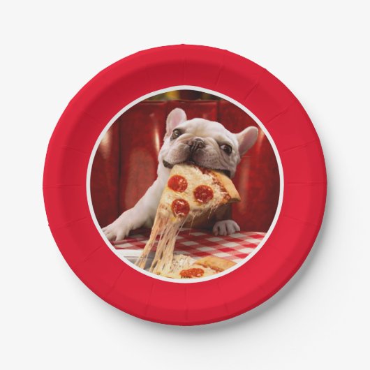 Hunde essen Pizza Slice Pappteller (Vorderseite)