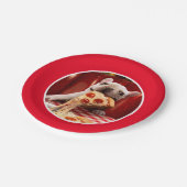 Hunde essen Pizza Slice Pappteller (Schrägansicht)