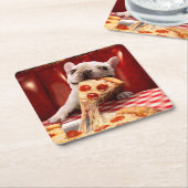 Hunde essen Pizza Slice Rechteckiger Pappuntersetzer (angewinkelt)