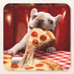 Hunde essen Pizza Slice Rechteckiger Pappuntersetzer