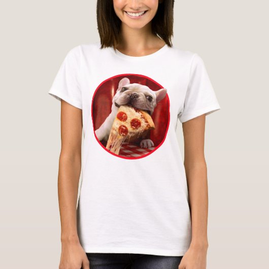 Hunde essen Pizza Slice T-Shirt (Vorderseite)