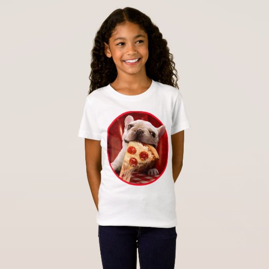 Hunde essen Pizza Slice T-Shirt (Vorne ganz)