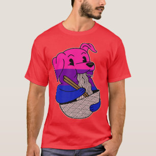 Hunde essen Ramen LGBTQ Biseual Pride Flag Bi Pupp T-Shirt
