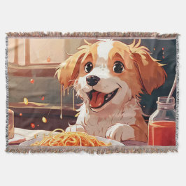 Hunde essen Spaghetti Decke