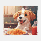 Hunde essen Spaghetti Fleecedecke (Vorderseite (Horizontal))