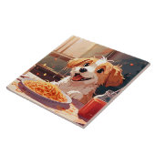 Hunde essen Spaghetti Fliese (Seite)