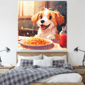 Hunde essen Spaghetti Leinwanddruck (Insitu (Schlafzimmer))