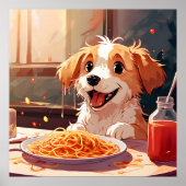 Hunde essen Spaghetti Poster (Vorne)