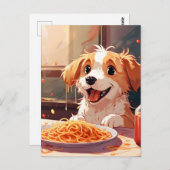 Hunde essen Spaghetti Postkarte (Vorne/Hinten)