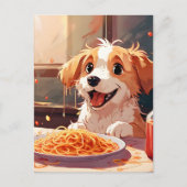 Hunde essen Spaghetti Postkarte (Vorderseite)
