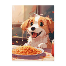 Hunde essen Spaghetti