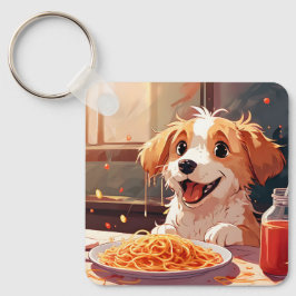 Hunde essen Spaghetti Schlüsselanhänger