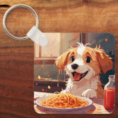 Hunde essen Spaghetti Schlüsselanhänger (Vorderseite)