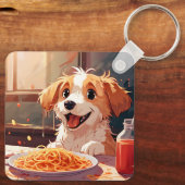 Hunde essen Spaghetti Schlüsselanhänger (Rückseite)