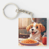 Hunde essen Spaghetti Schlüsselanhänger (Vorderseite)