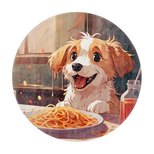 Hunde essen Spaghetti Schneidebrett (Vorderseite)