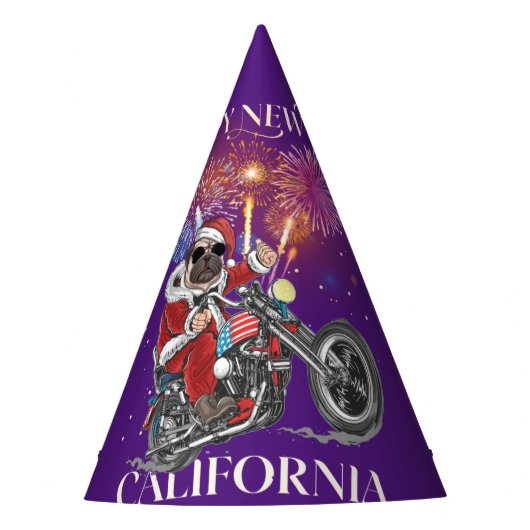 Hunde fahren mit dem Motorrad nach Kalifornien Partyhütchen (Vorderseite)