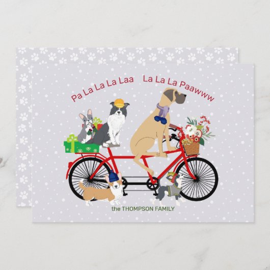 Hunde Fahrradfahren Präsentiert Weihnachten Karte (Vorne/Hinten)
