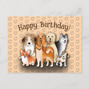 Hunde Familie Alles Gute zum Geburtstag Hunde-Fußa Postkarte