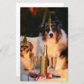 Hunde feiern neues Jahr Briefpapier (Vorne/Hinten)