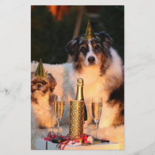 Hunde feiern neues Jahr Briefpapier