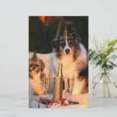 Hunde feiern neues Jahr Briefpapier (Stehend Vorderseite)