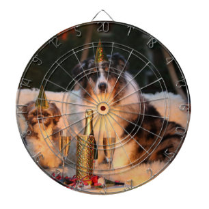 Hunde feiern neues Jahr Dartscheibe