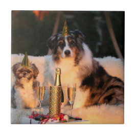 Hunde feiern neues Jahr Fliese