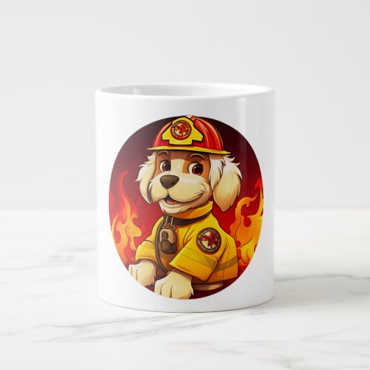 Hunde Feuerwehrmann Jumbo-Tasse (Vorderseite)