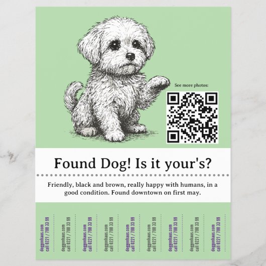 Hunde Flyer Vorlage Abreißbar (Vorne)